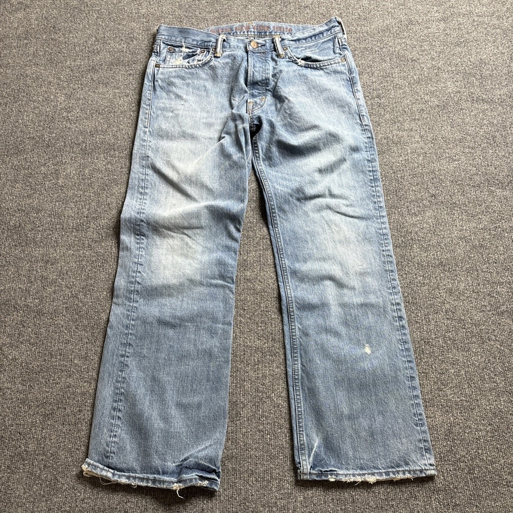 Y2k Ruehl No.925 Mercer Wide Leg Bootcut Jeans Men's 32x30 Button Fly Distressed